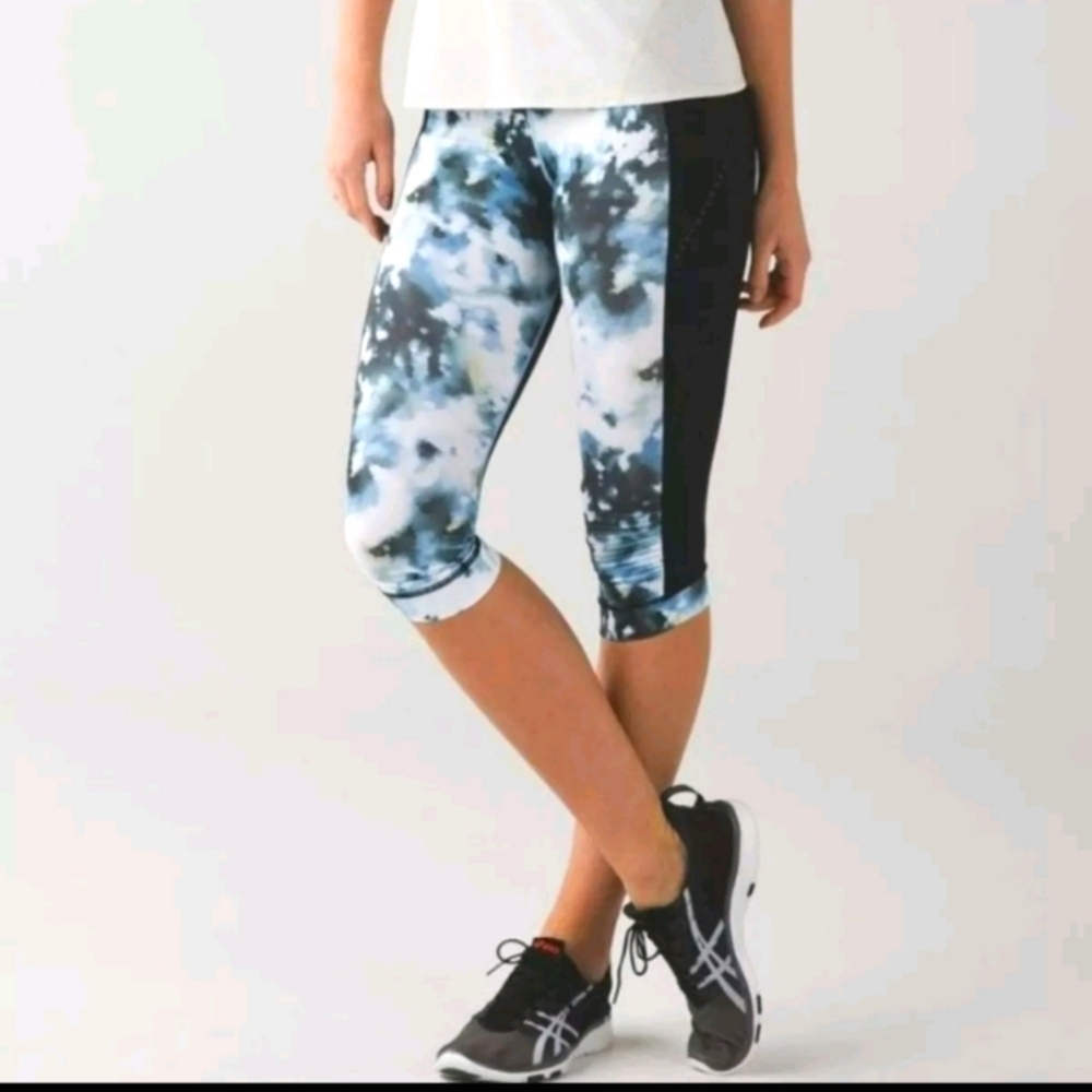 Lululemon Sz 4 Leggings Stop At Nothing Crop Blooming Pixie Tie Dye
